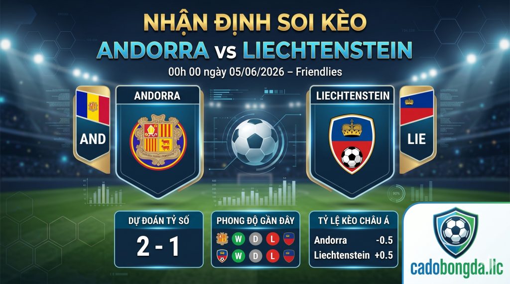 Nhận định soi kèo Andorra vs Liechtenstein 00h 00 ngày 05/06/2026 – Friendlies
